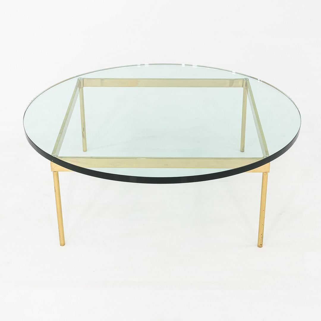 1970s Bronze and Glass Round Coffee Table Attributed to Ward Bennett 42 inch For Sale 2