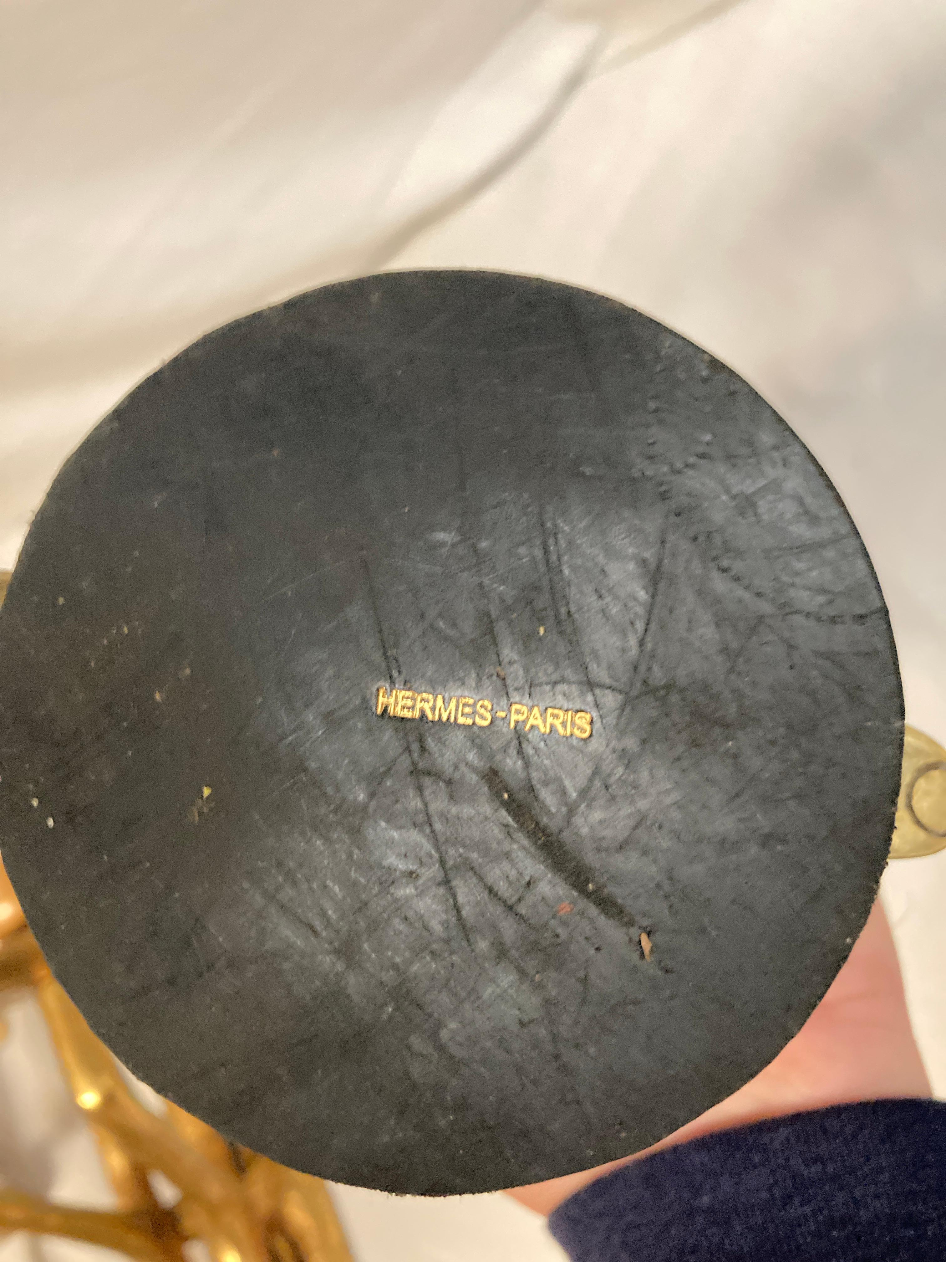 1970's bronze and stitched leather ashtray by Hermès For Sale 1