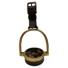 1970's bronze and stitched leather ashtray by Hermès