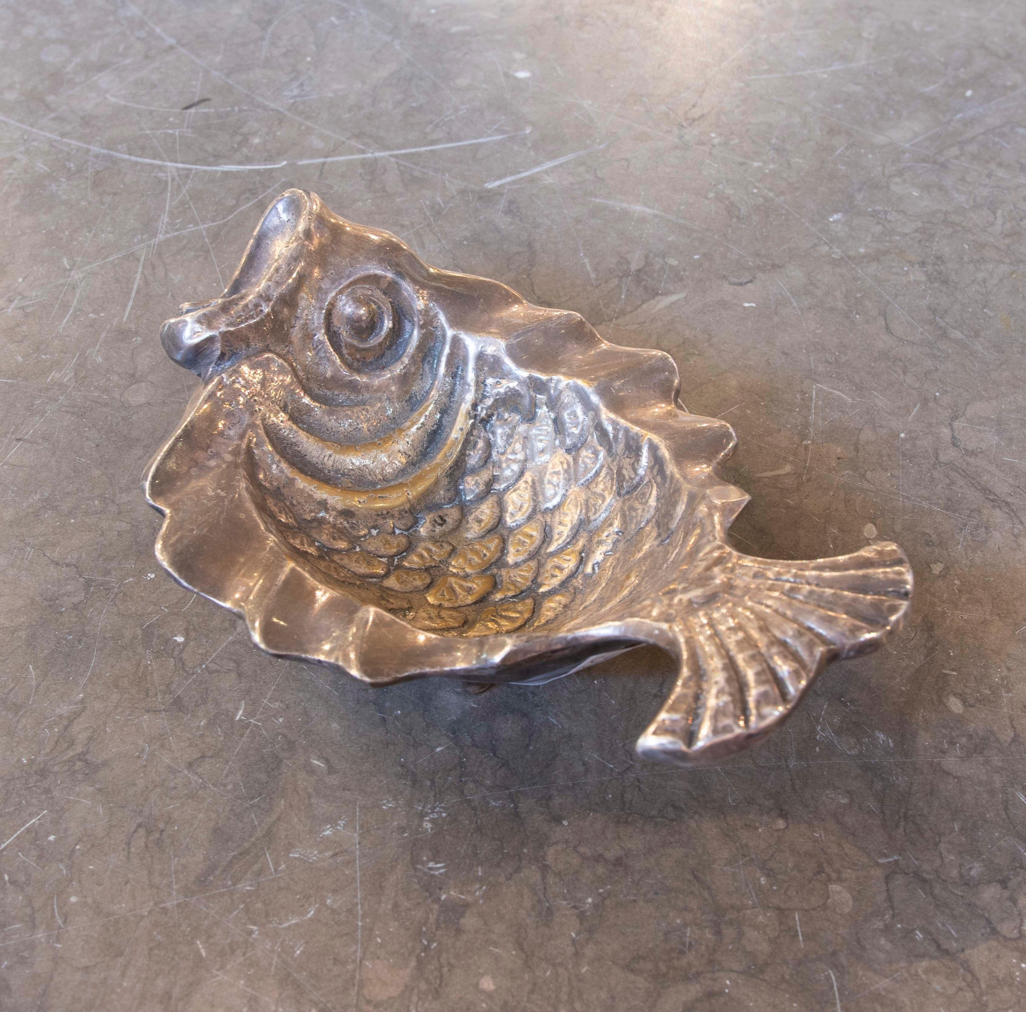 20th Century 1970s Bronze Ashtray with Fish Shape