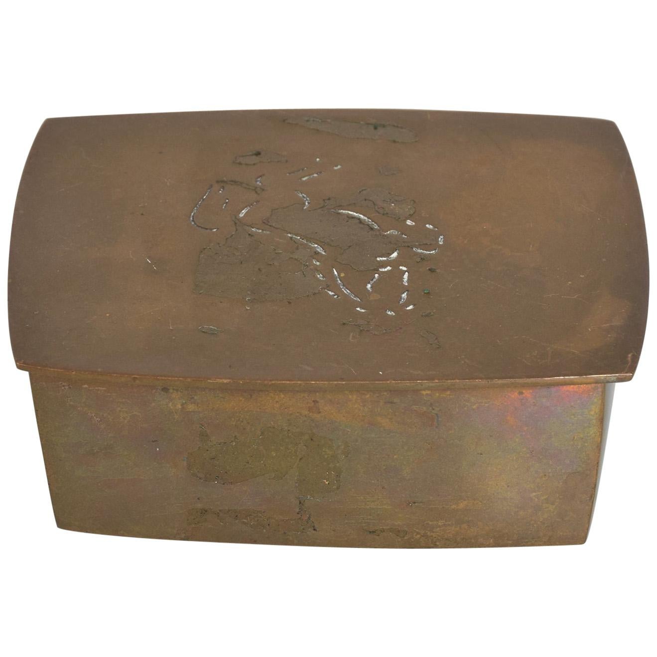 Mid-Century Modern 1970s Engraved Horse on Bronze Keepsake Box Wah Ming Chang California