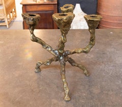 1970s Bronze Candelabro in Brutalist Style