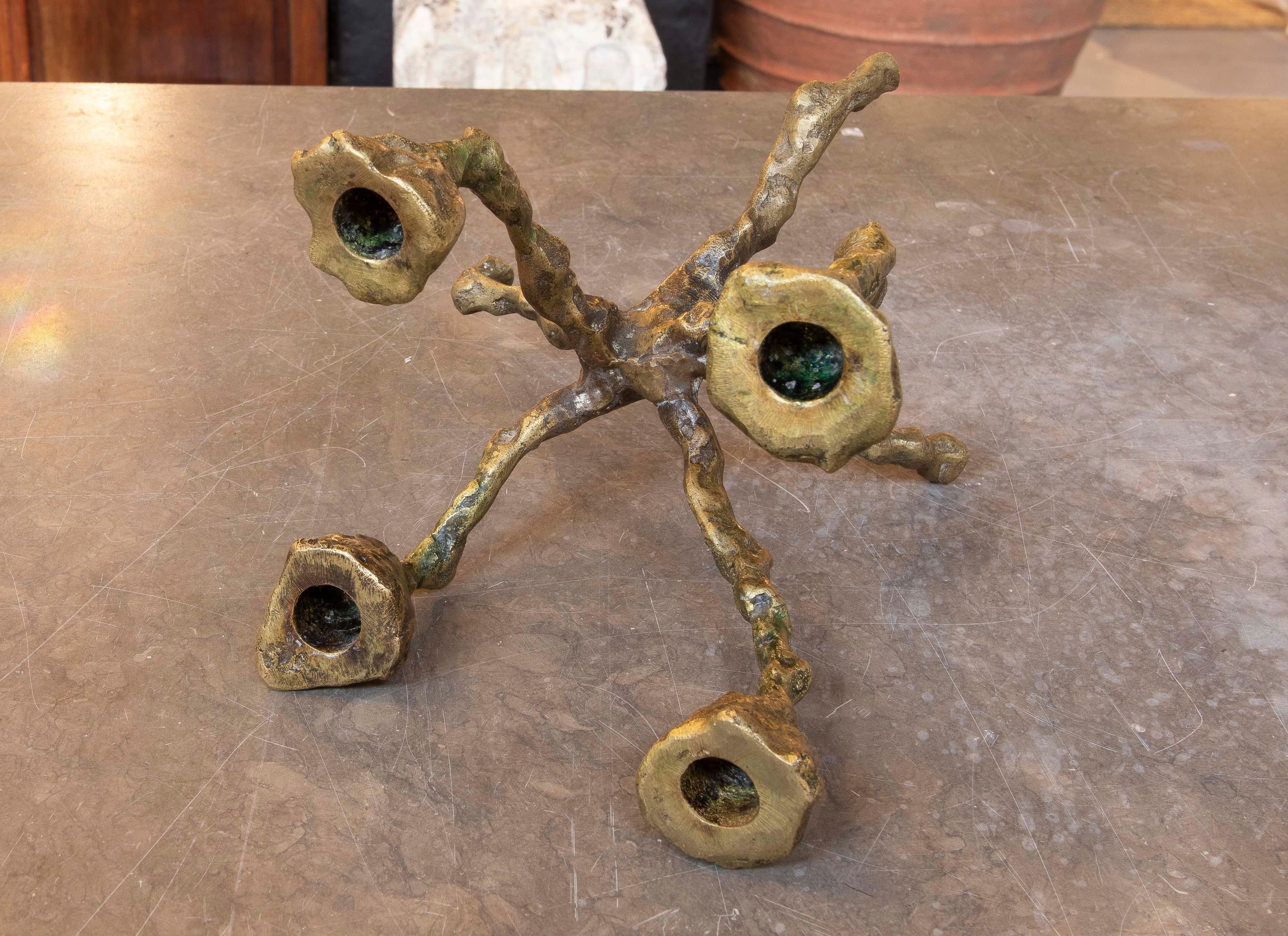 1970s Bronze Candelabro in Brutalist Style  For Sale 3