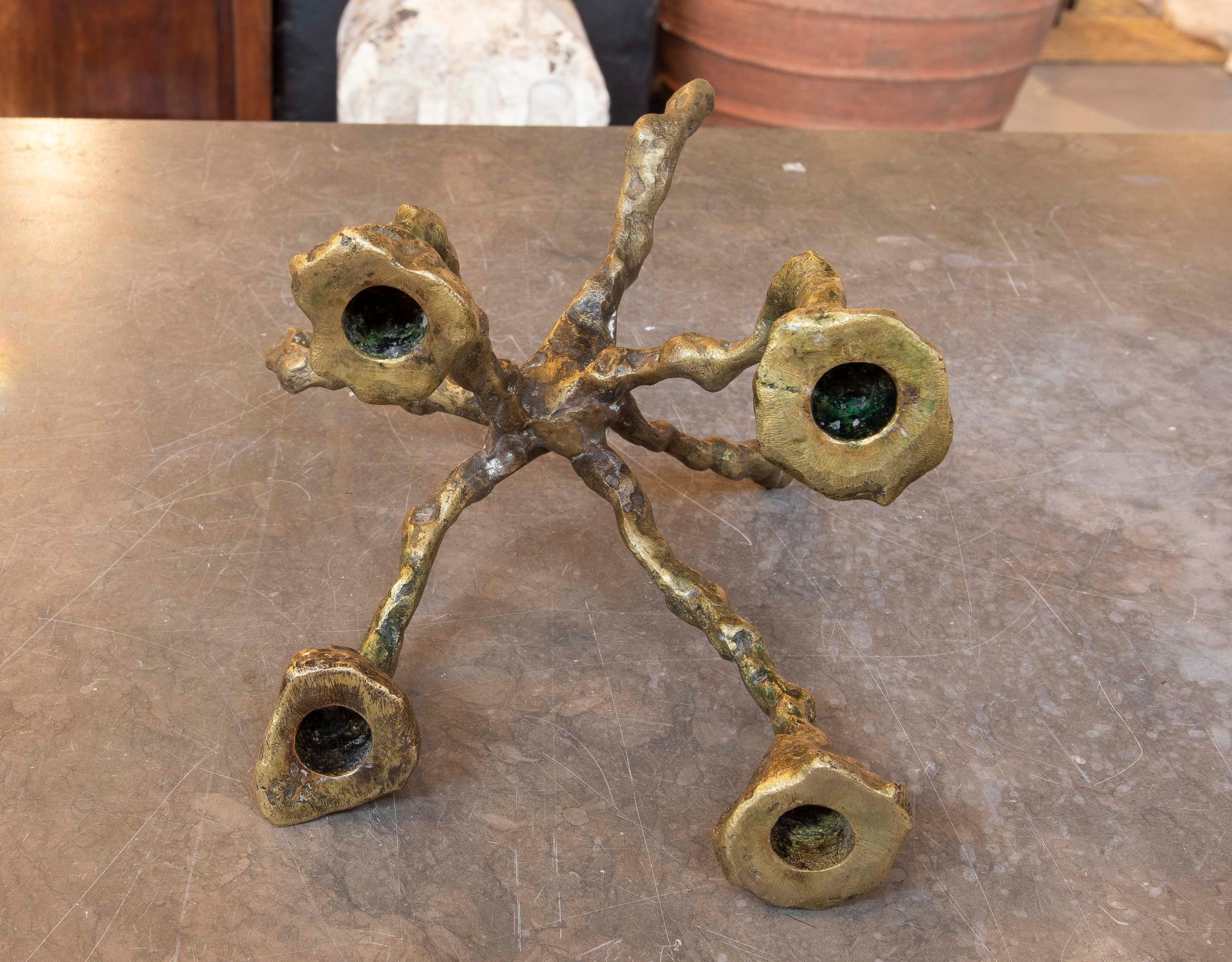 1970s Bronze Candelabro in Brutalist Style  For Sale 4