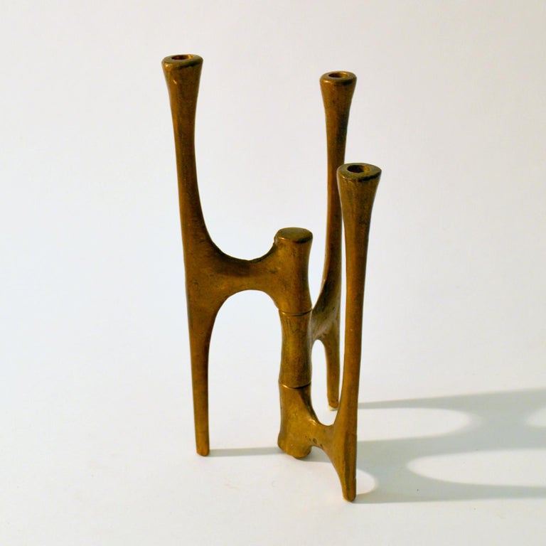 1970s Bronze Cast Candleholder for Three Candles at 1stDibs