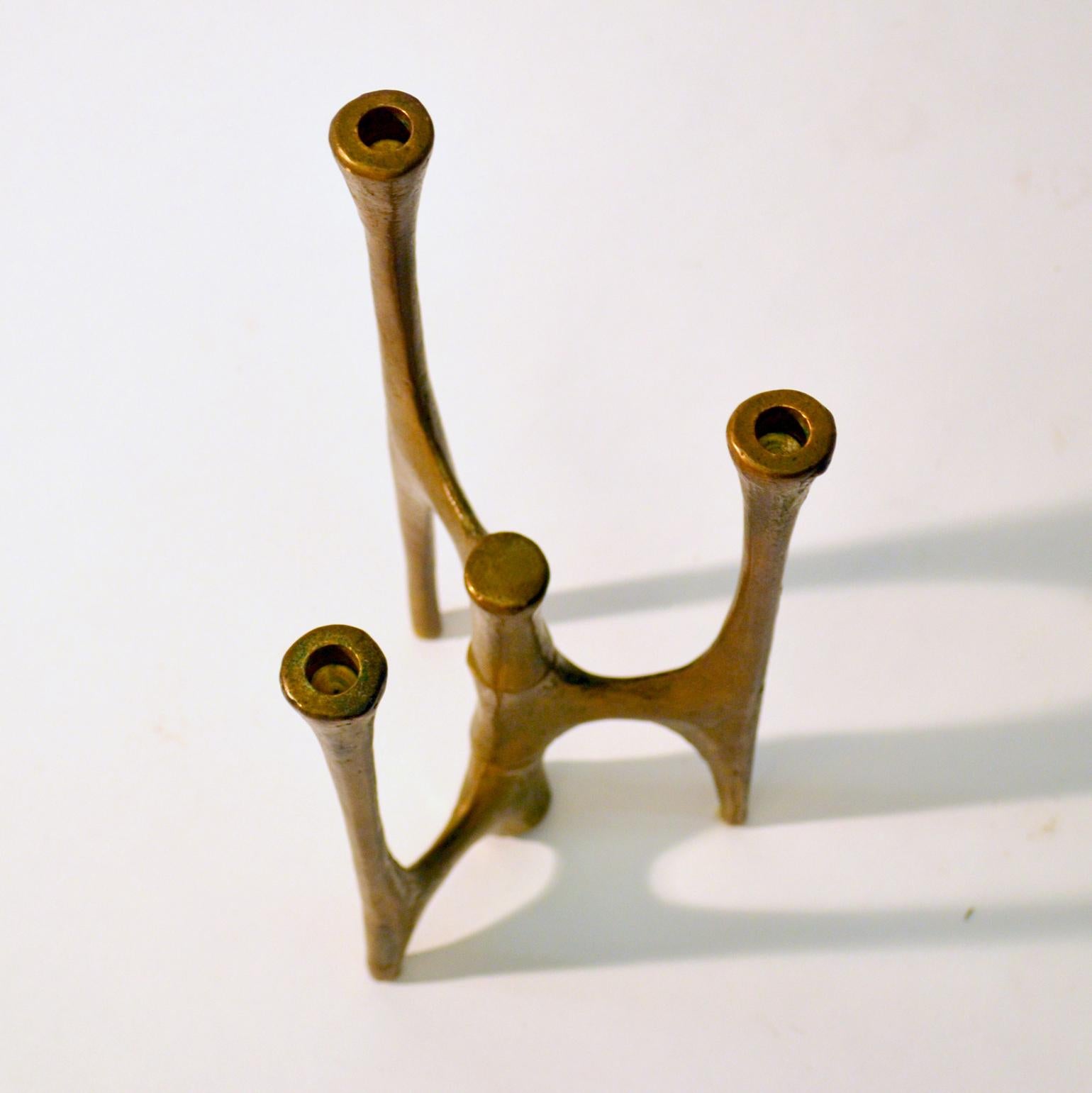 1970s Bronze Cast Candleholder for Three Candles 1