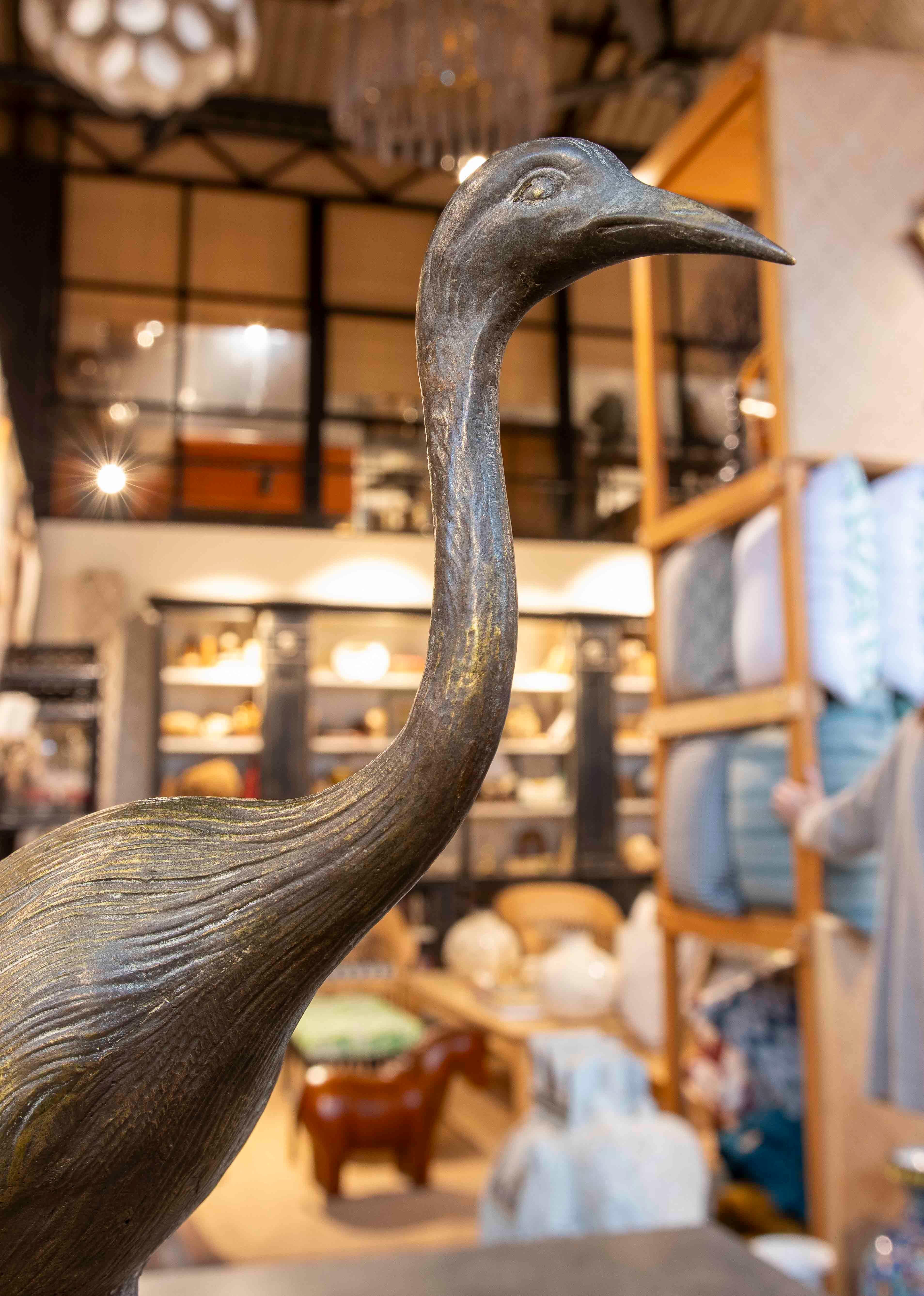 Sculpture de Crane en bronze des années 1970 sur un socle en marbre en vente 3