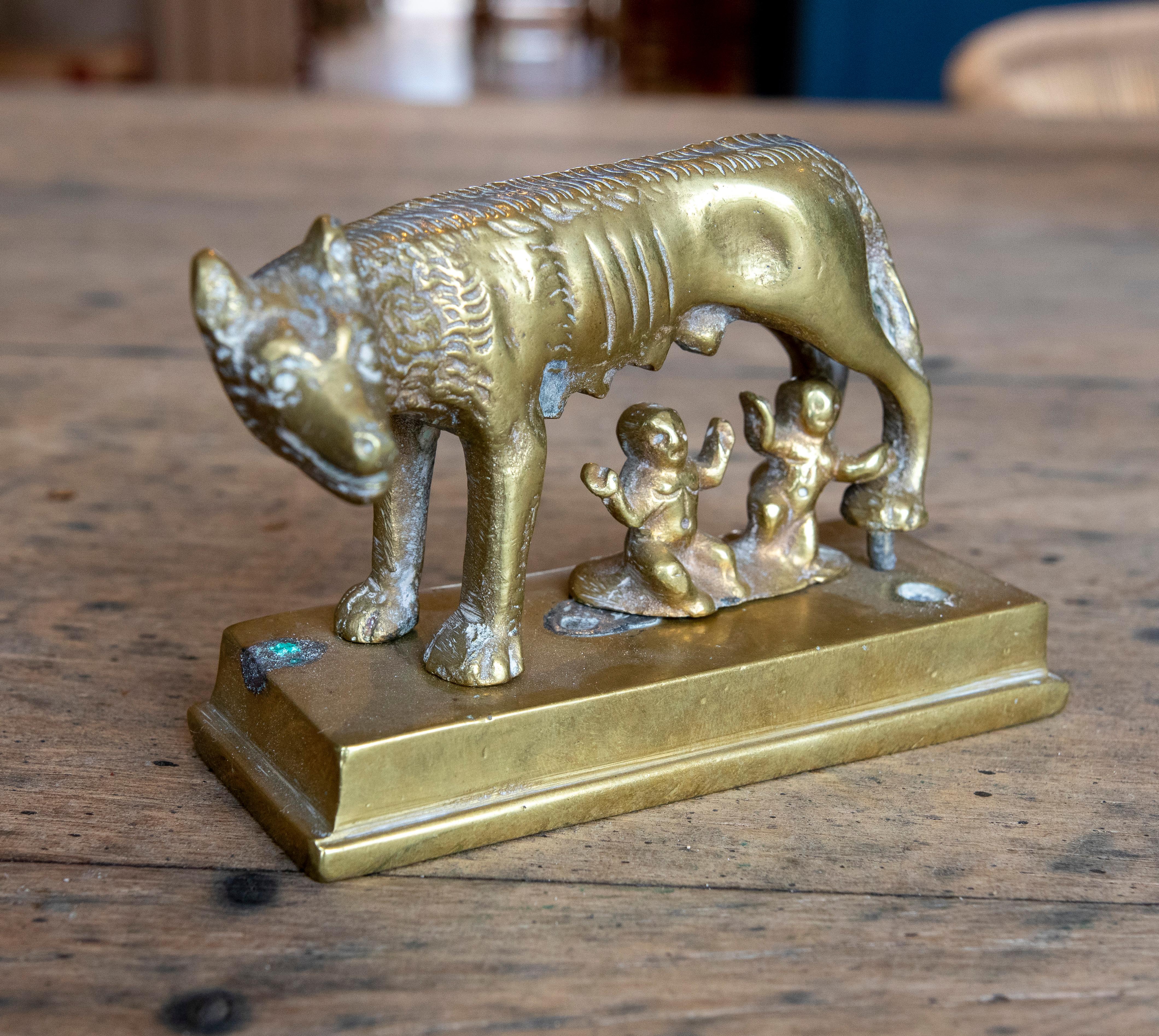 1970s bronze figure of the Capitoline she-wolf symbol of Rome.