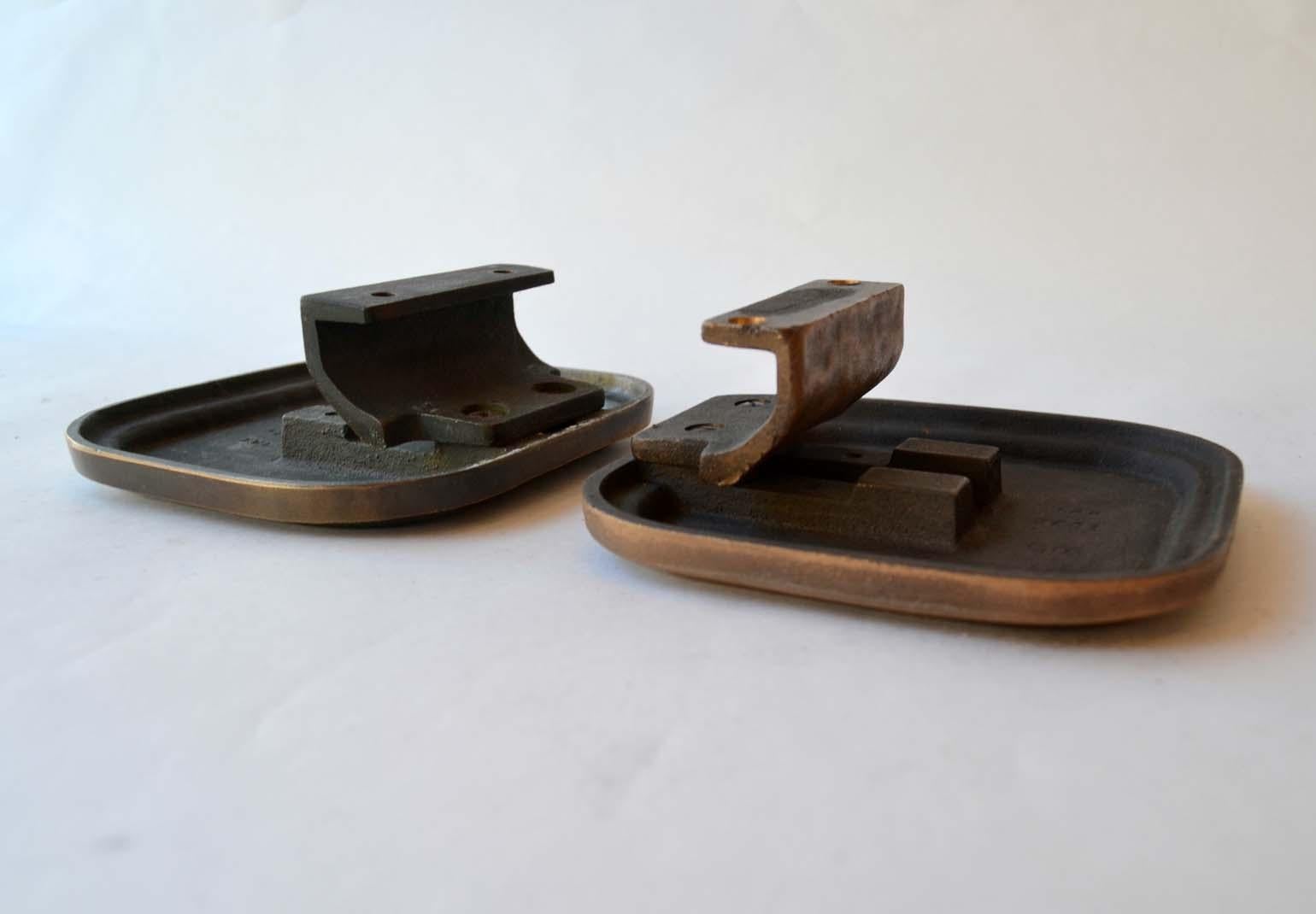 1970s Bronze Pair of Square Push and Pull Door Handles with Rounded Corners 1