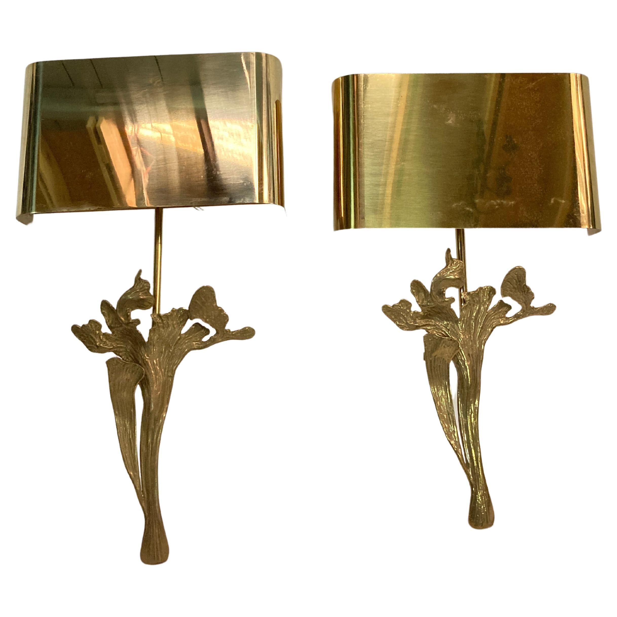 1970's bronze sconces by Maison Charles