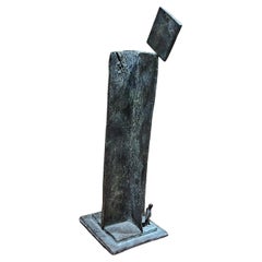 1970s Bronze Sculpture Architectural Monument with Figure