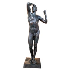 1970s Bronze Sculpture of a Nude Man, Signed.