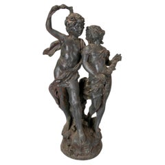 Retro 1970s Bronze Sculpture of Dancing Children 