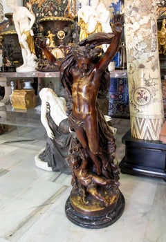 1970s Bronze Sculpture Signed "B Carpeaux JC" of Character with Cupid