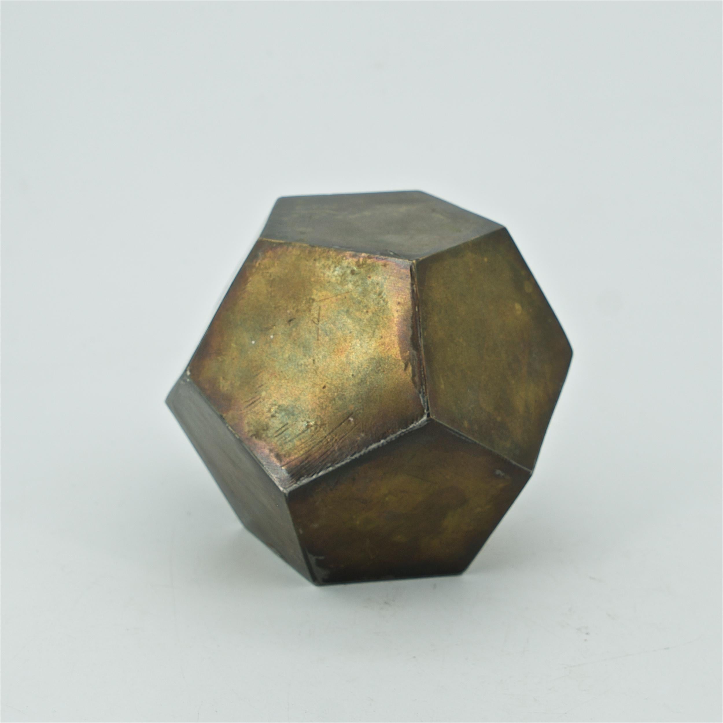 Mid-Century Modern 1970s Bronze Steel Geometric Sculpture Desk Object Paperweight like Paul Evans