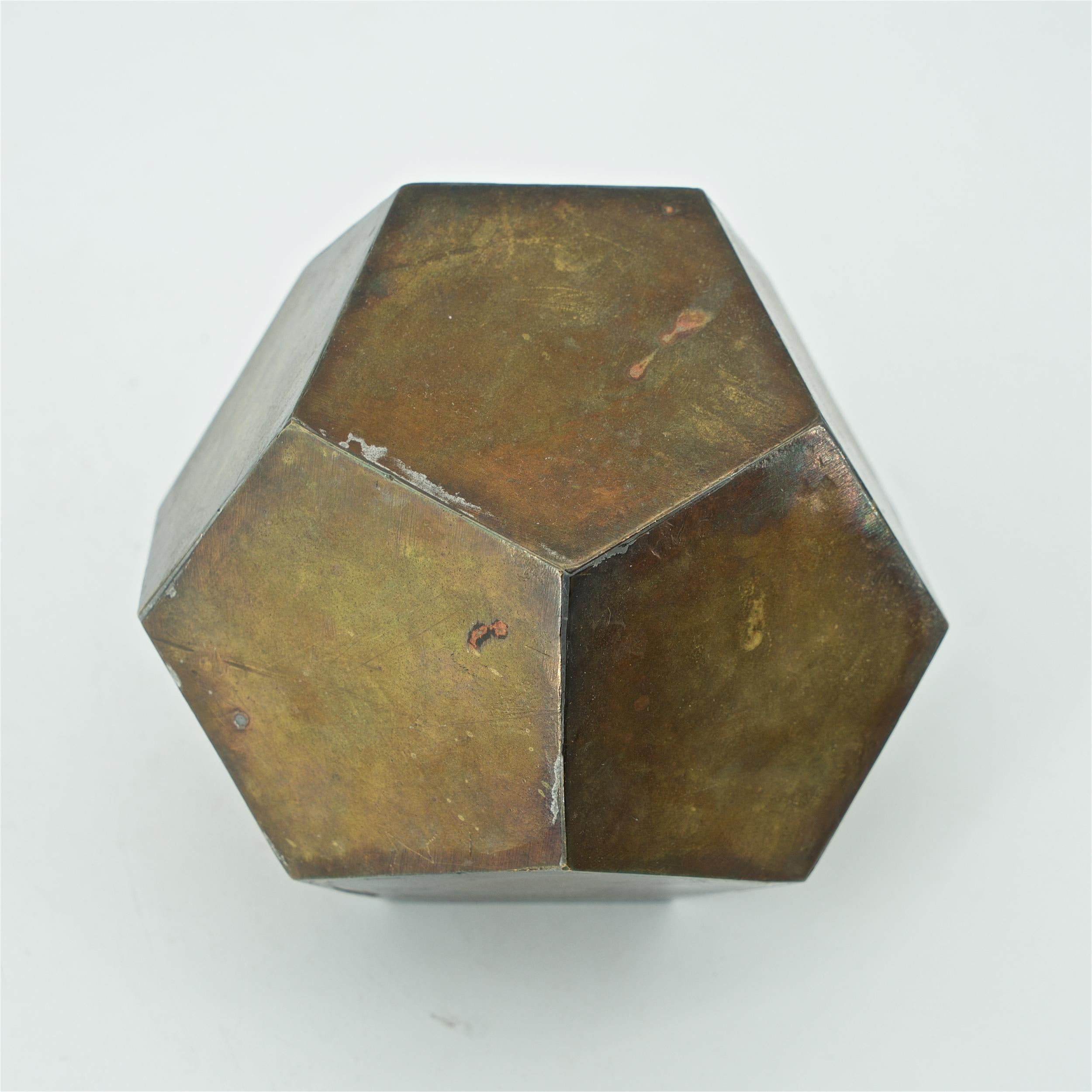 Unknown 1970s Bronze Steel Geometric Sculpture Desk Object Paperweight like Paul Evans