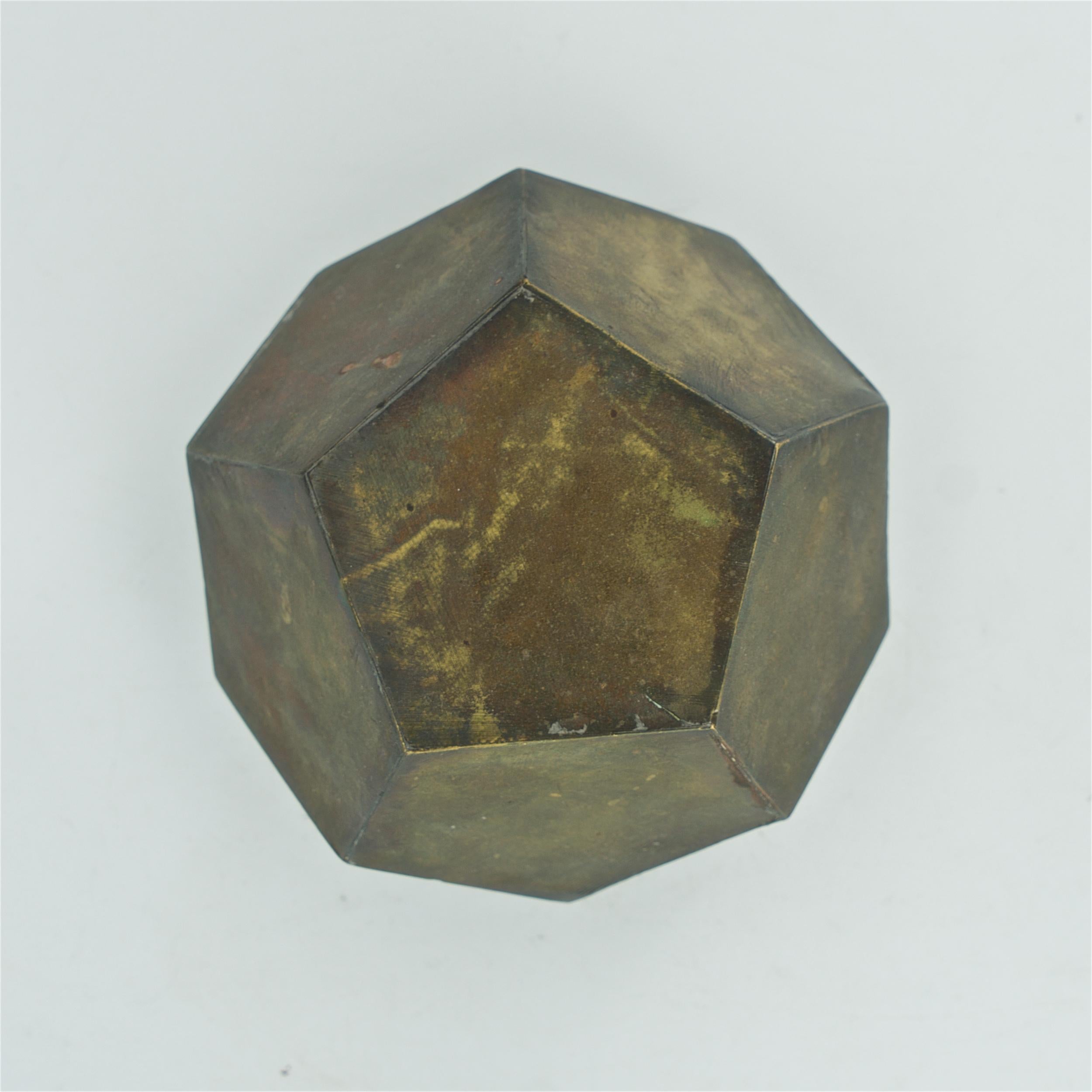 Plated 1970s Bronze Steel Geometric Sculpture Desk Object Paperweight like Paul Evans
