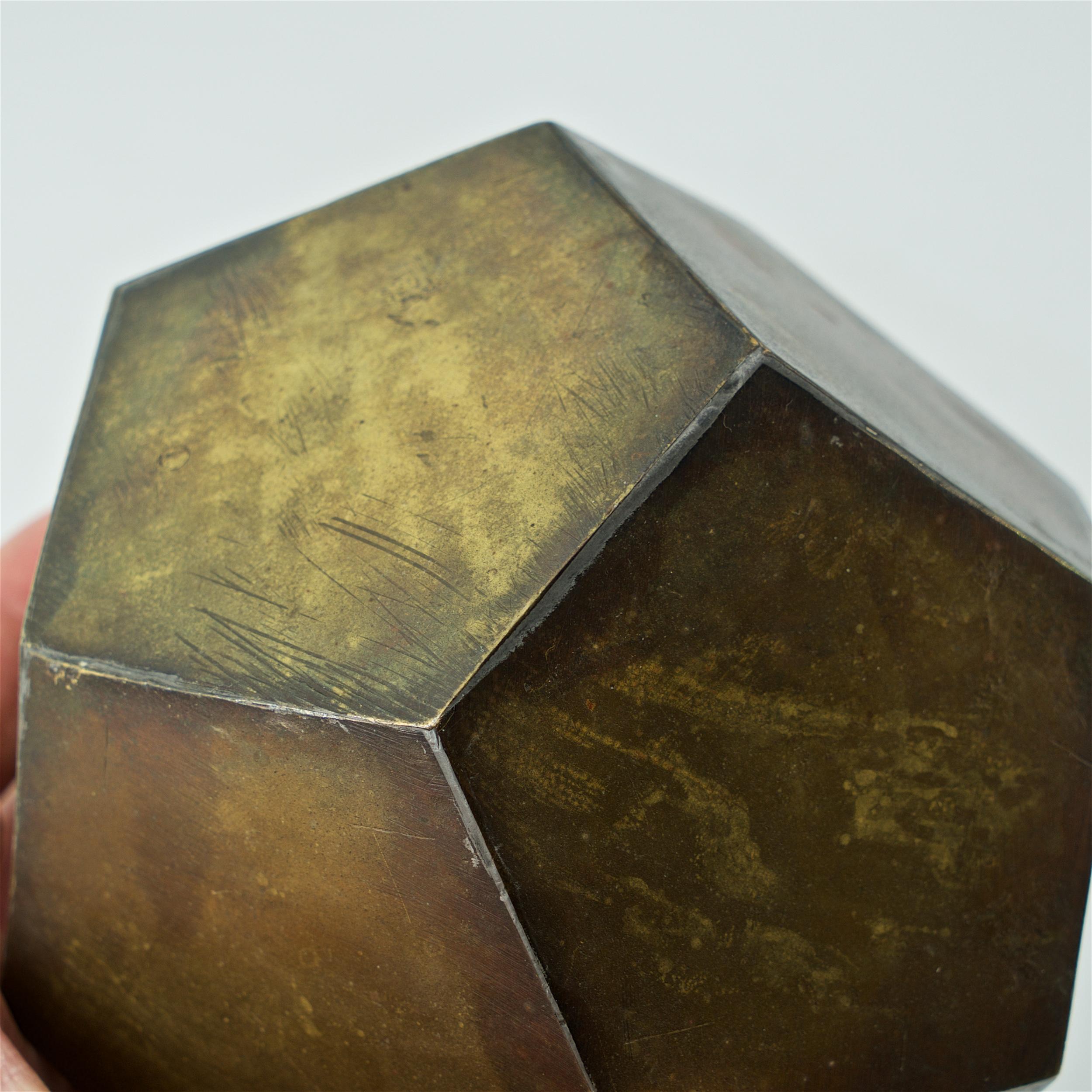 1970s Bronze Steel Geometric Sculpture Desk Object Paperweight like Paul Evans 1