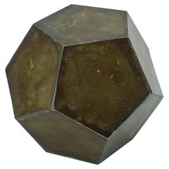 1970s Bronze Steel Geometric Sculpture Desk Object Paperweight like Paul Evans