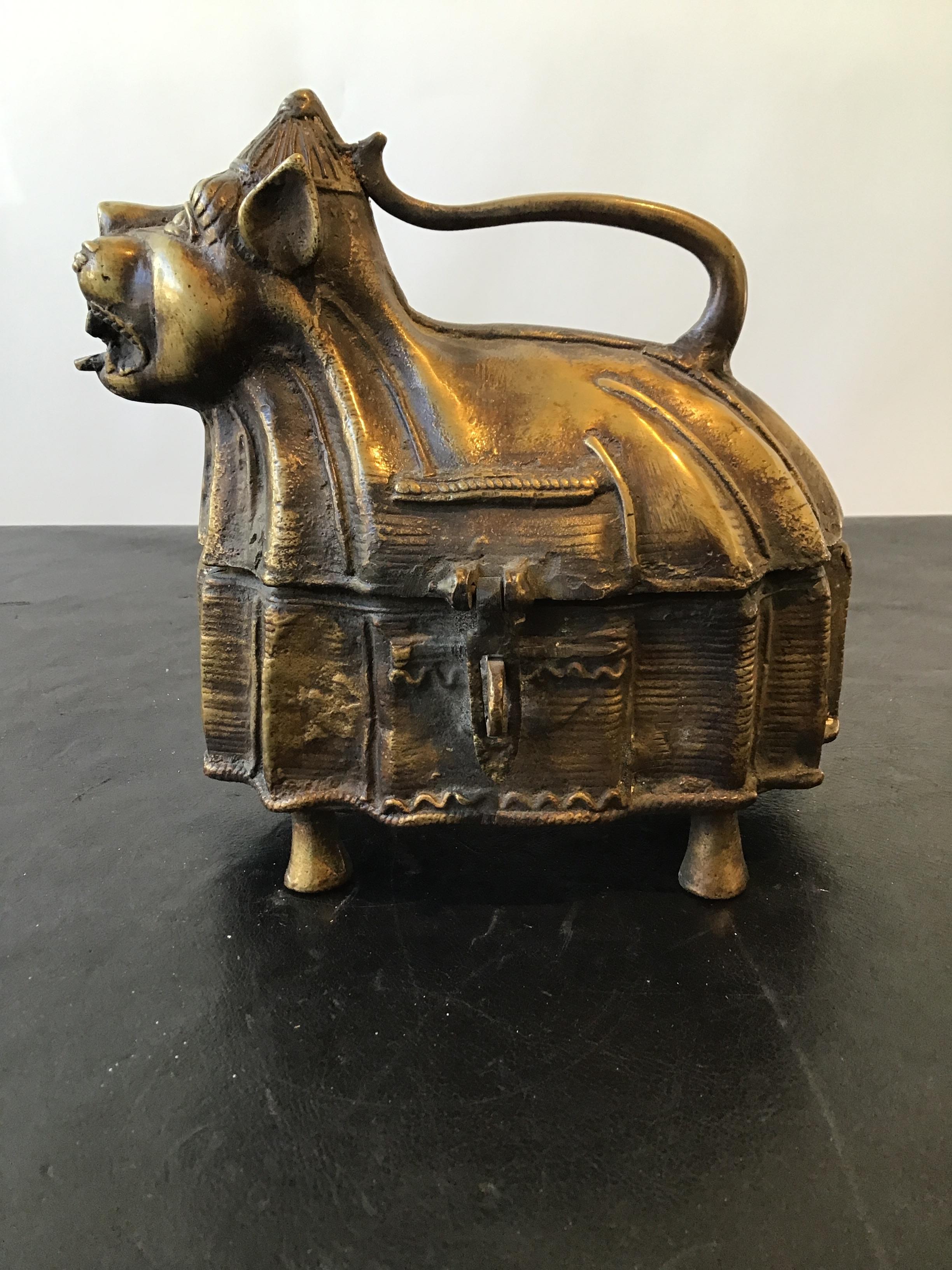 1970s Bronze Tiger Box from India 1