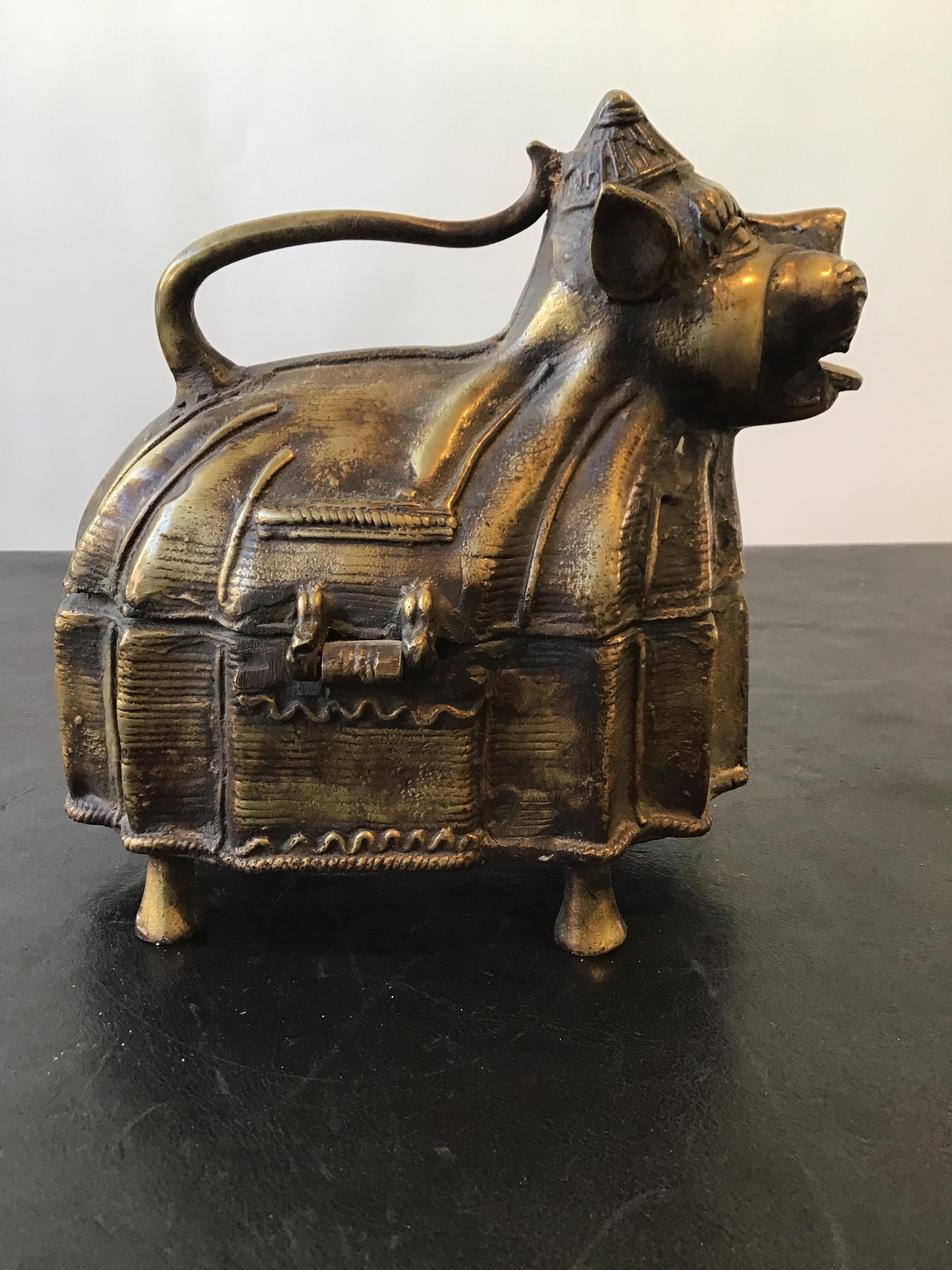 1970s Bronze Tiger Box from India 3