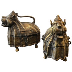 1970s Bronze Tiger Box from India