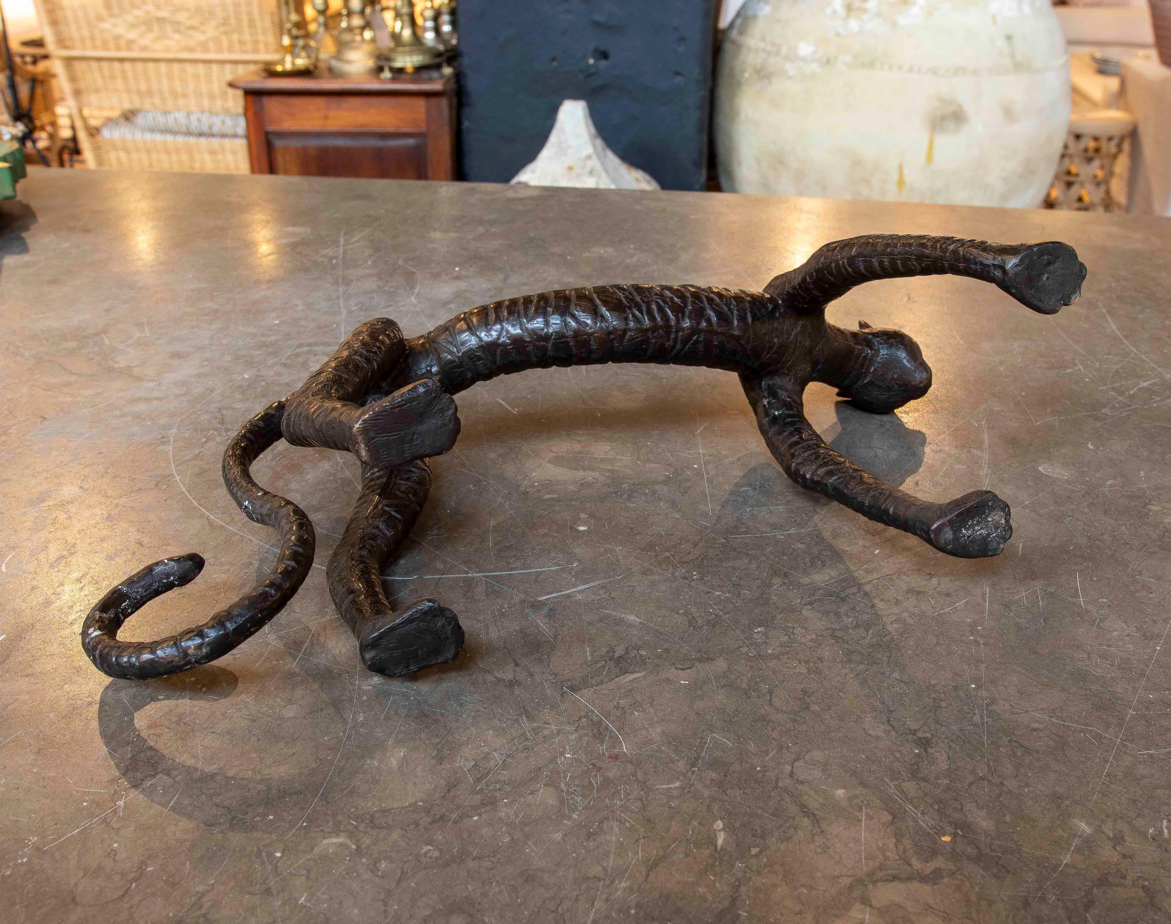 1970s Bronze Tiger Sculpture with Brown Finish For Sale 9