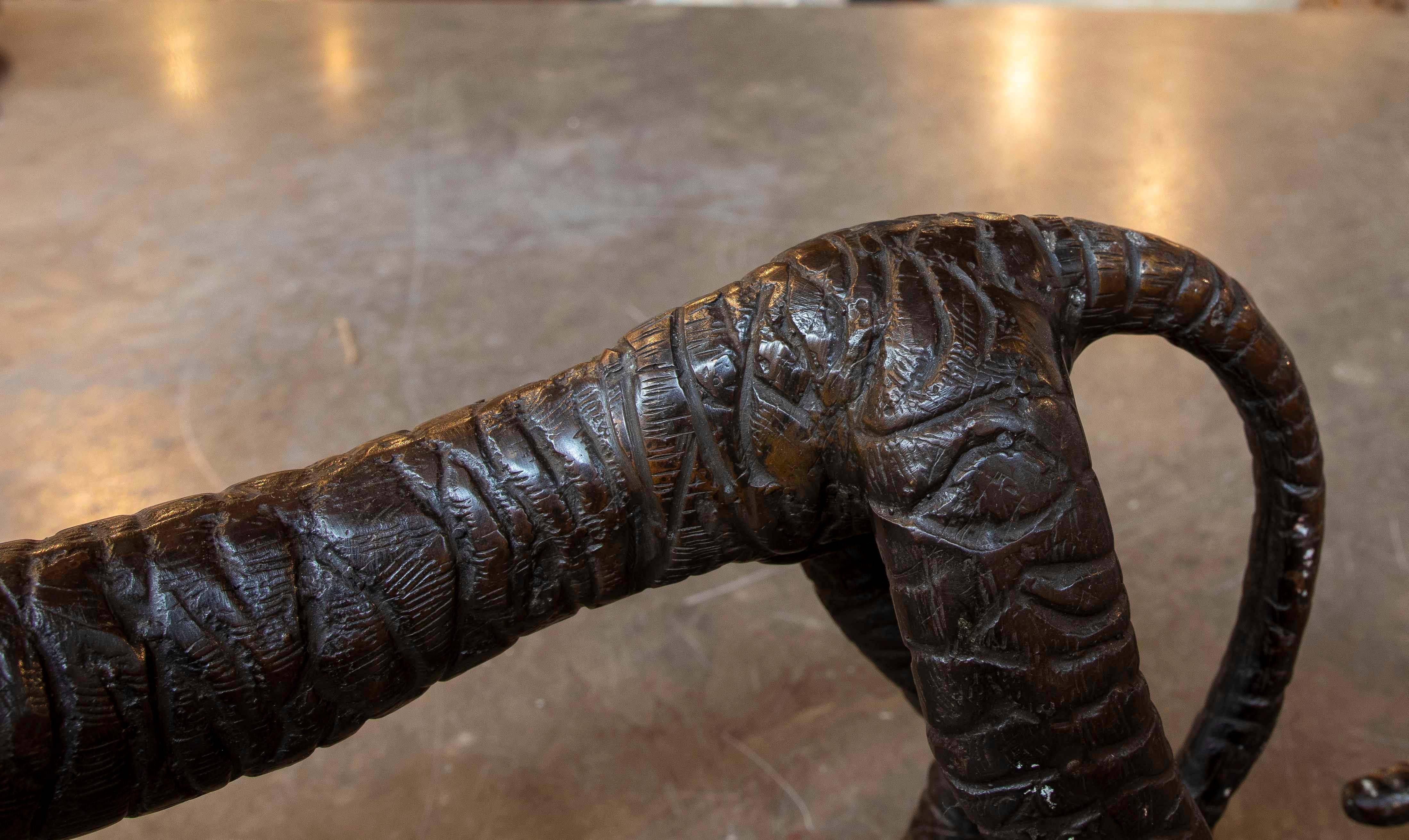 1970s Bronze Tiger Sculpture with Brown Finish For Sale 5
