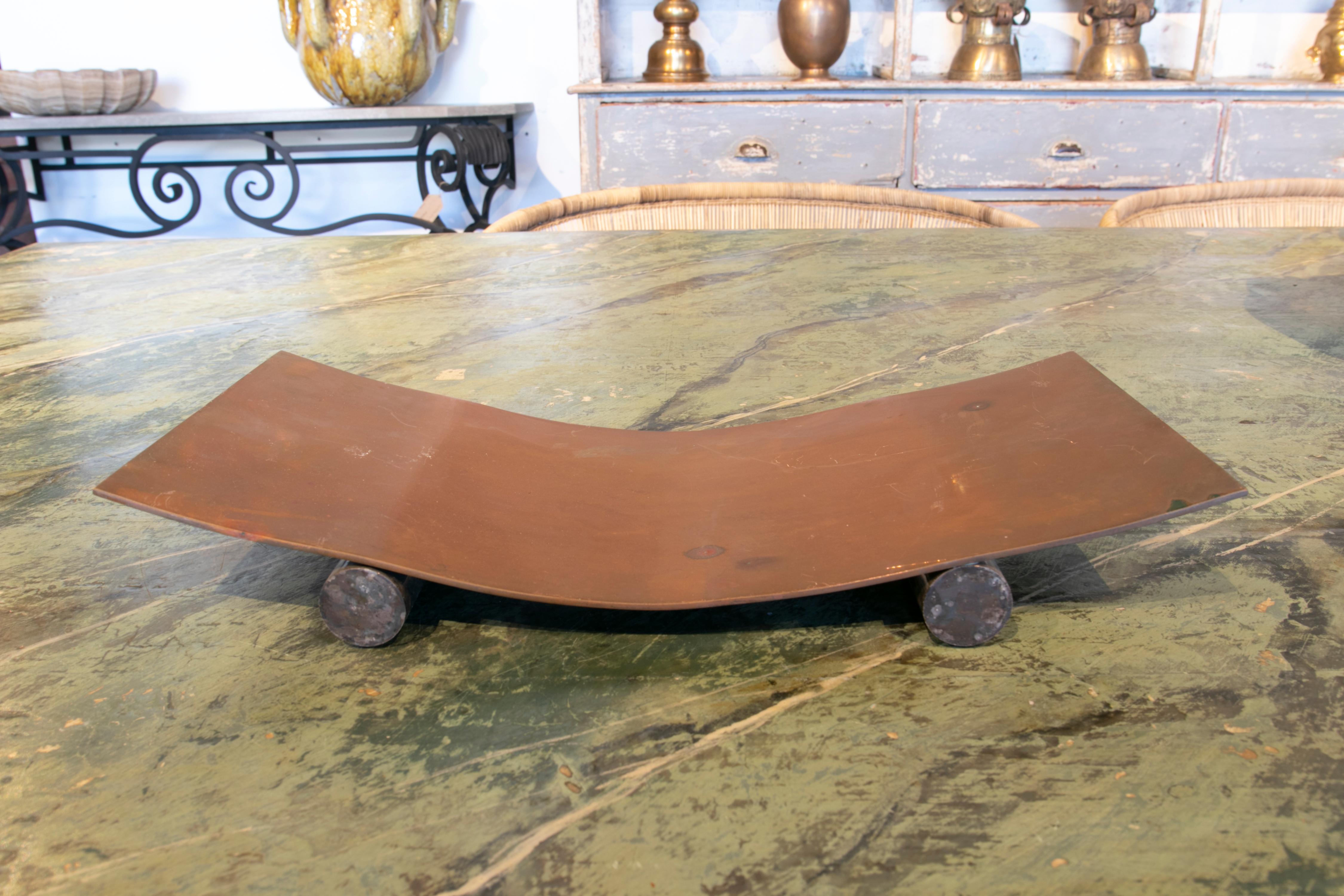 1970s, Bronze Tray with Alpaca Base Signed GC 6