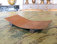 Vassoio in bronzo con base in alpaca, anni '70, firmato GC