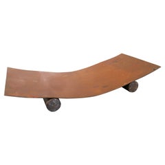 1970s, Bronze Tray with Alpaca Base Signed GC