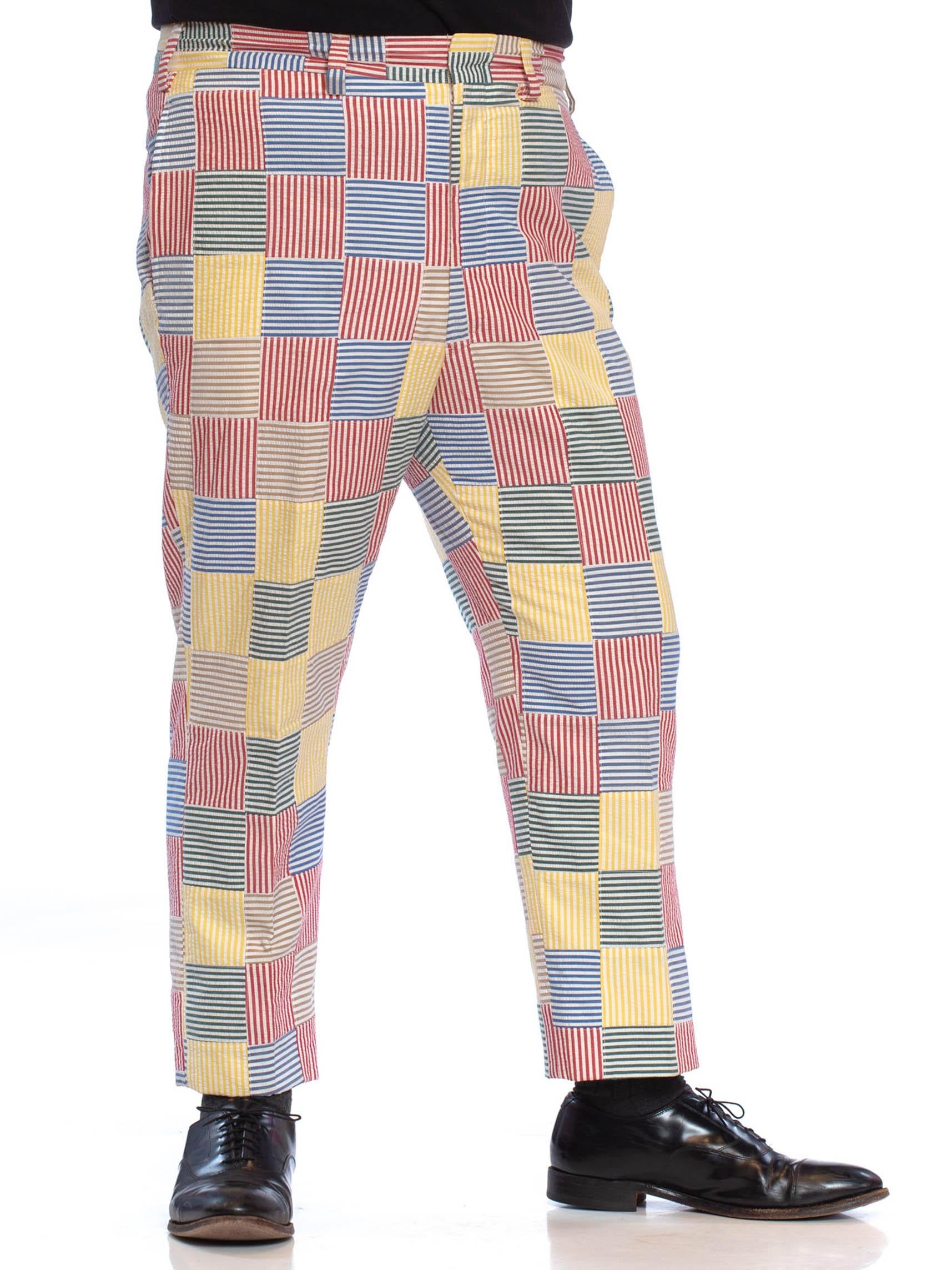 Patchwork Seersucker Pants XL 