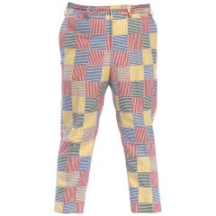 Retro 1970'S BROOKS BROTHERS Cotton Men's Patchwork Seersucker Pants XL