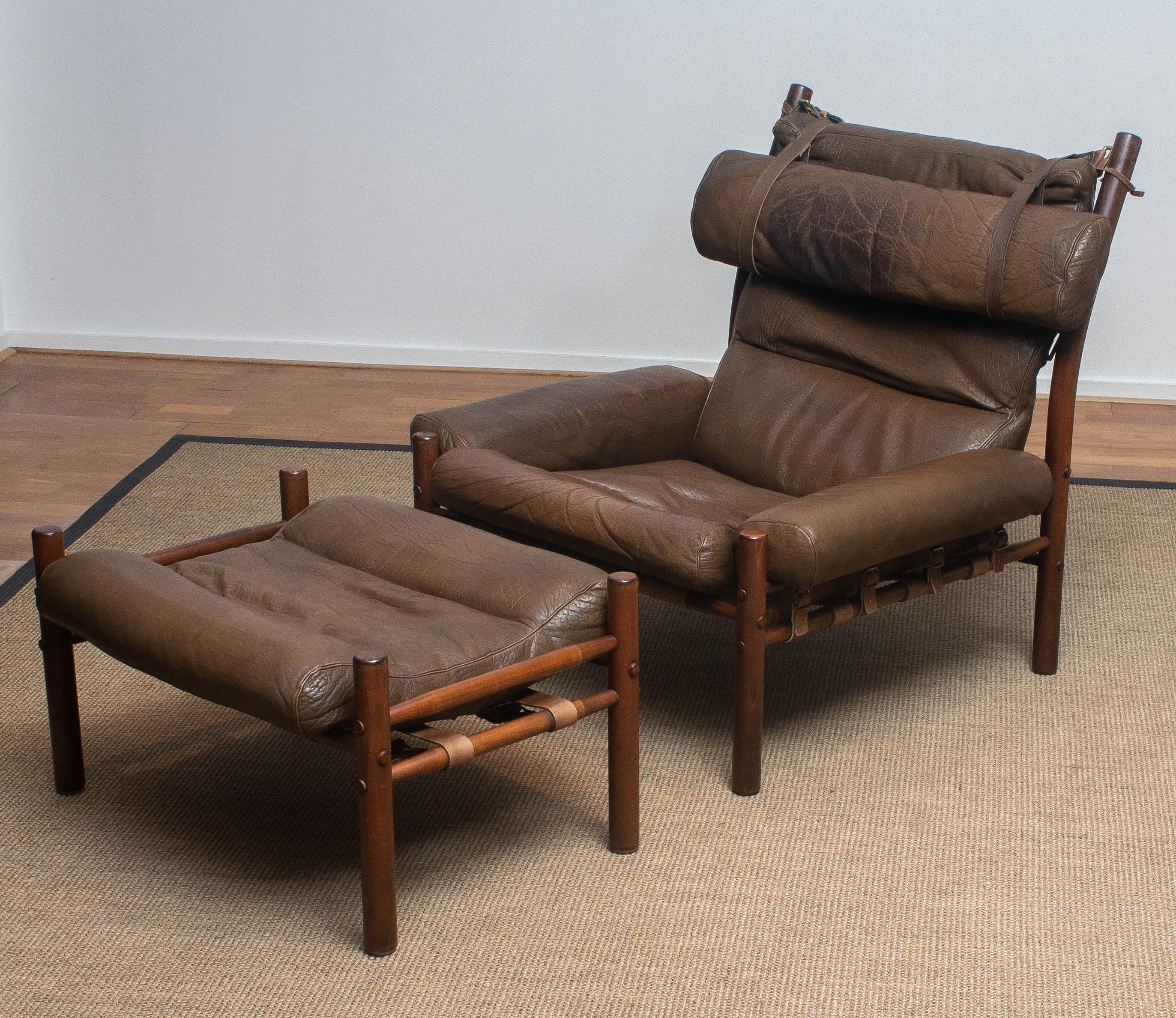 1970s Brown Buffalo Leather Chair 