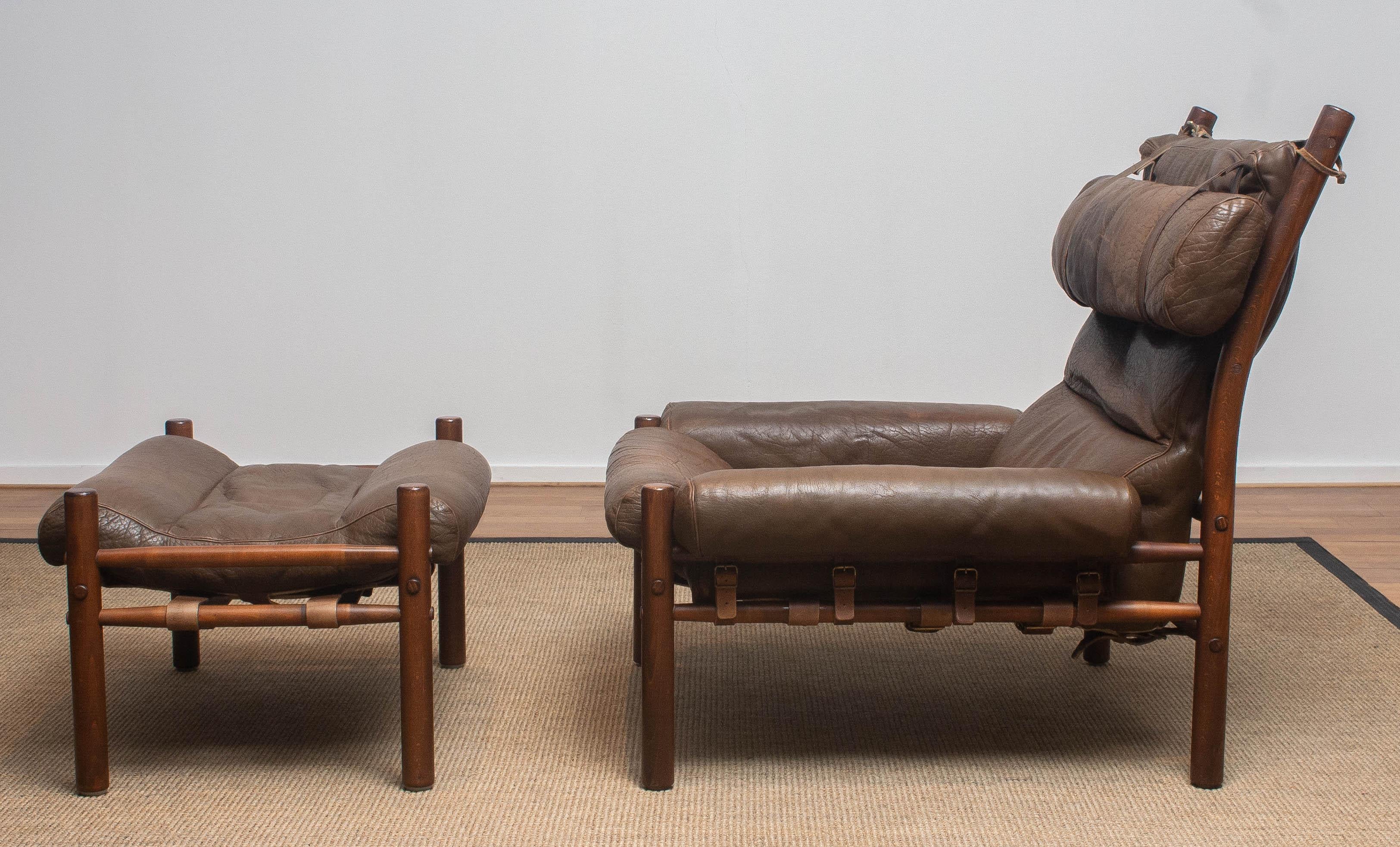 1970s Brown Buffalo Leather Chair 