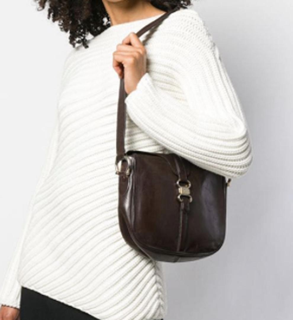 Women's 1970s Brown Celine Leather Shoulder Bag