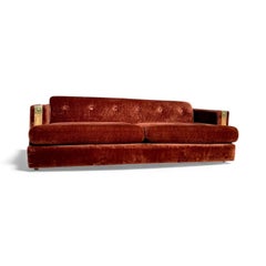 1970’s Brown Faux Fur Sofa with Oak Trim