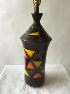 1970s Brown Italian Ceramic Table Lamp