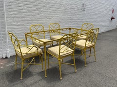 1970s Brown Jordan 7 Piece Calcutta Faux Bamboo Outdoor Dining Set