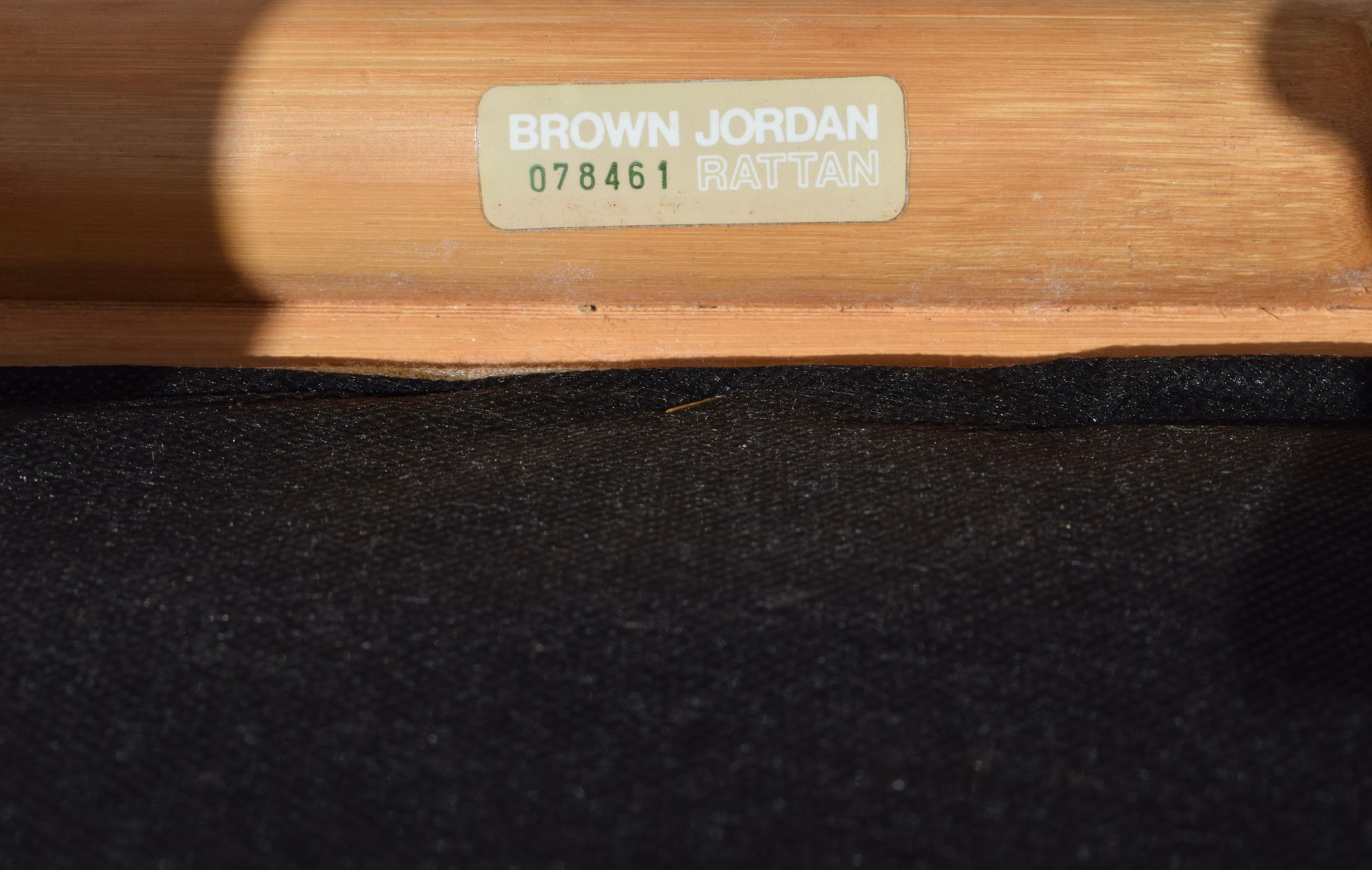 1970er Jahre, Braun Jordan Rattan Esstisch & Stuhl Set im Angebot 10