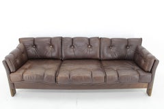 1970s Brown Leather 3-Seater Sofa, Denmark