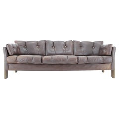 Used 1970s Brown Leather 3-Seater Sofa, Denmark