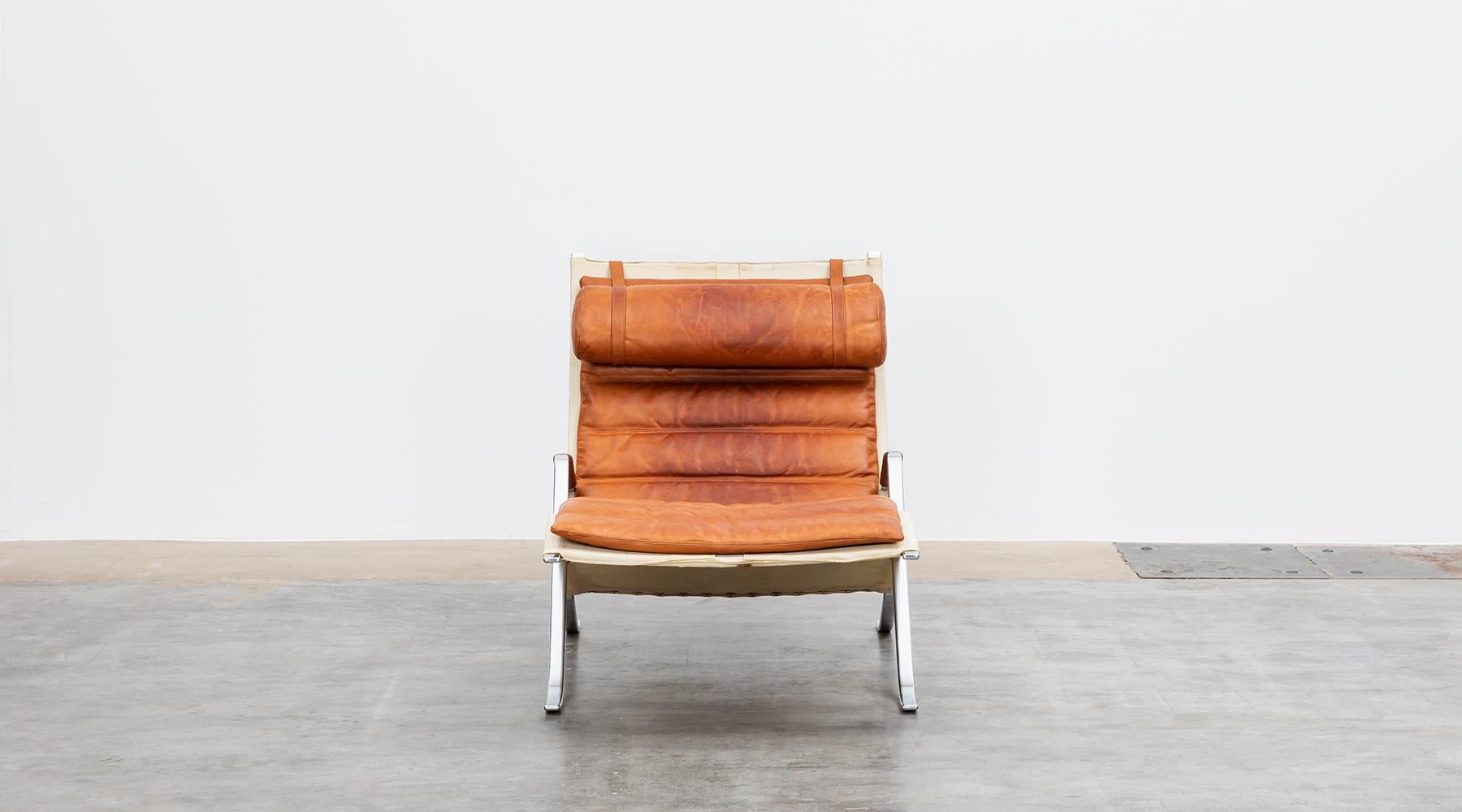 Grasshopper lounge chair, Preben Fabricius and Jørgen Kastholm, aniline leather cognac, chromium-plated steel frame, Kill International, Germany, 1967.

The legendary Grasshopper lounge chair comes in original good condition with patina. Leather,