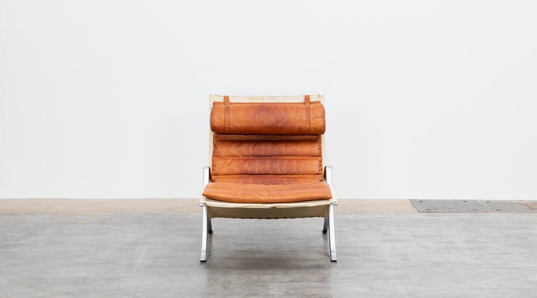 Grasshopper lounge chair, Preben Fabricius and Jørgen Kastholm, aniline leather cognac, chromium-plated steel frame, Kill International, Germany, 1967.

The legendary Grasshopper lounge chair comes in original good condition with patina. Leather,
