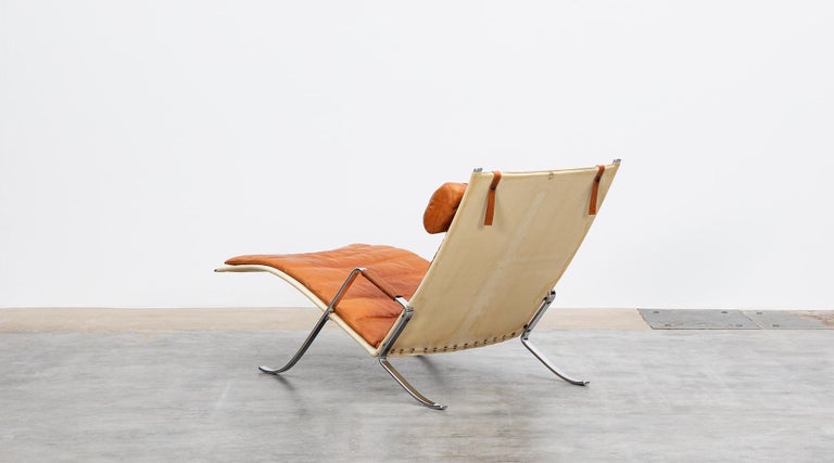 Steel 1970s Brown Leather and Canvas Grasshopper Lounge Chair by Fabricius & Kastholm  For Sale