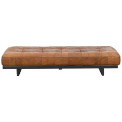 1970s Brown Leather and Wooden Base Daybed by De Sede