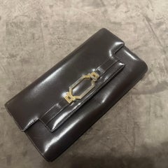 1970s Brown Leather Italian Clutch Bag