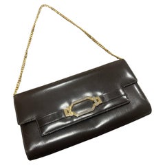 1970s Brown Leather Italian Clutch Bag