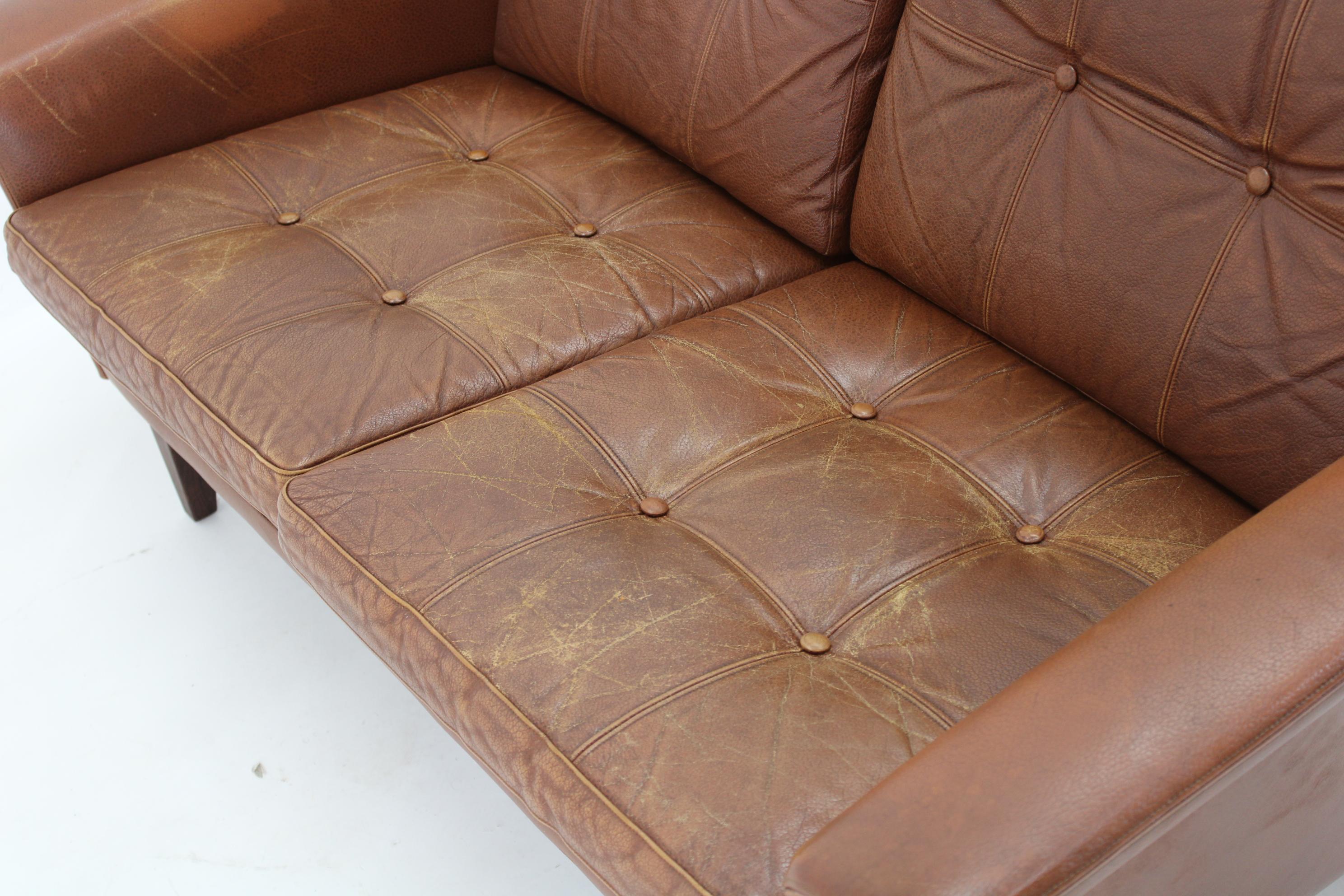 1970s Brown Leather Living Room Set, Denmark 4