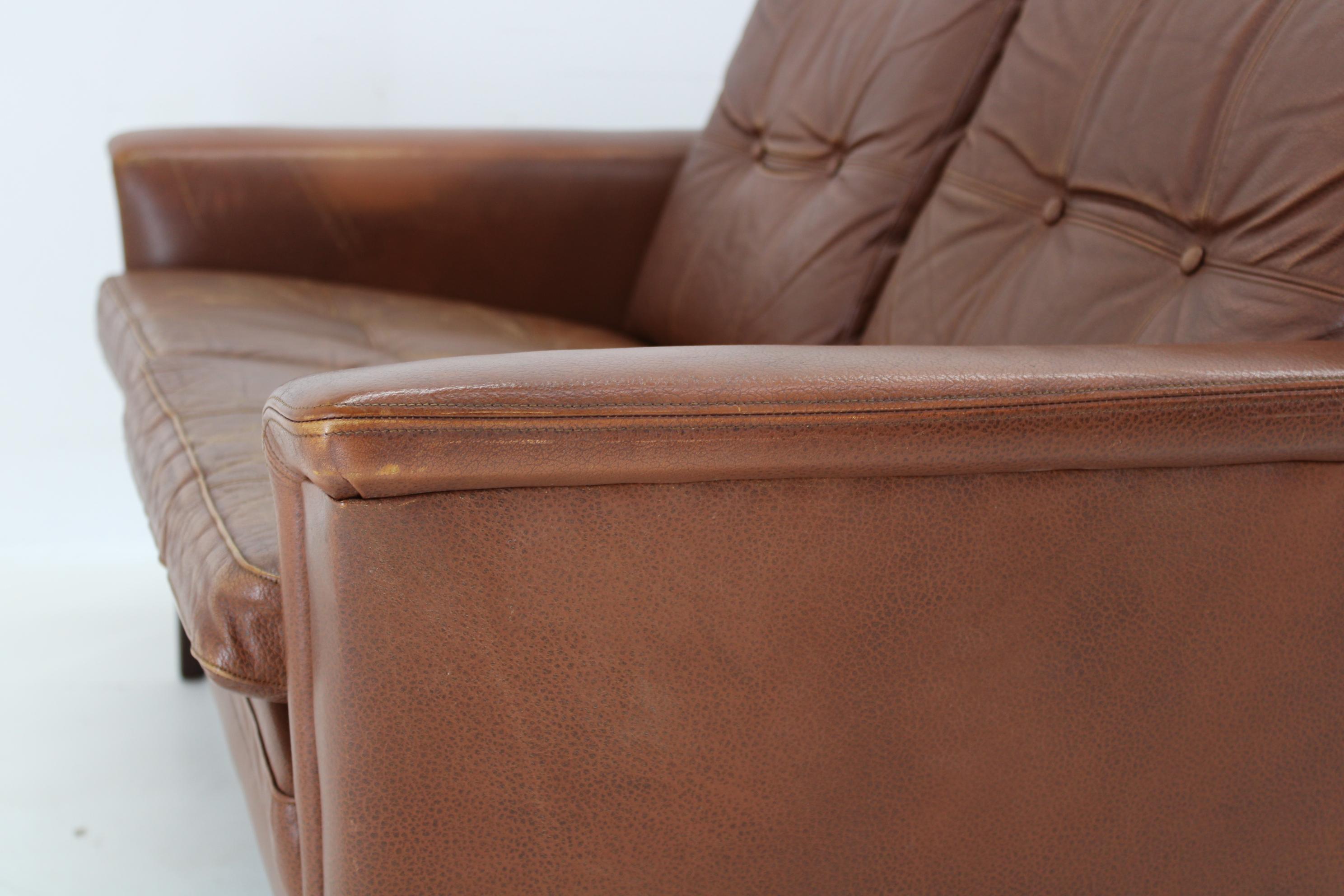 1970s Brown Leather Living Room Set, Denmark 5